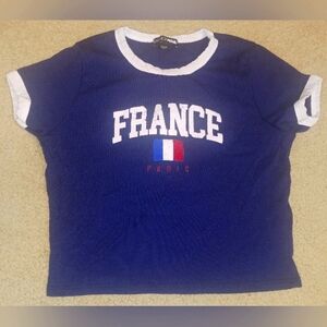 "FRANCE" NEW JUNIORS LARGE UNWORN FASHION NOVA SHIRT COTTON POLYESTER SPANDEX